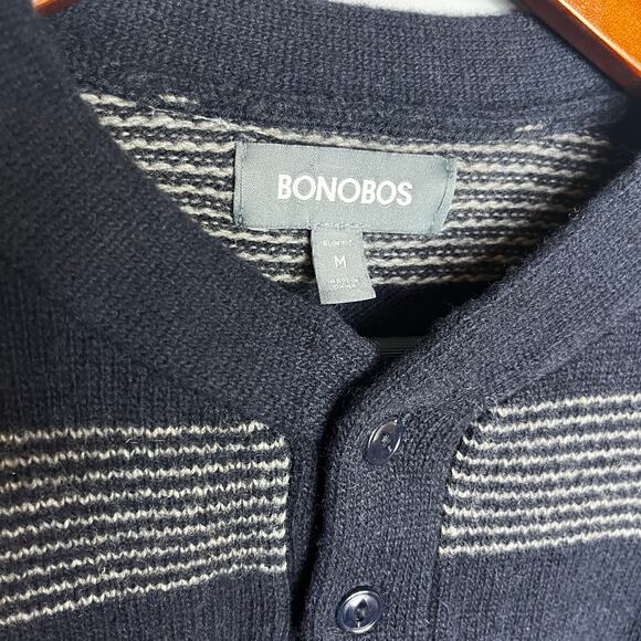 Bonobos‎ merino wool sweater striped blue medium - Picture 2 of 4